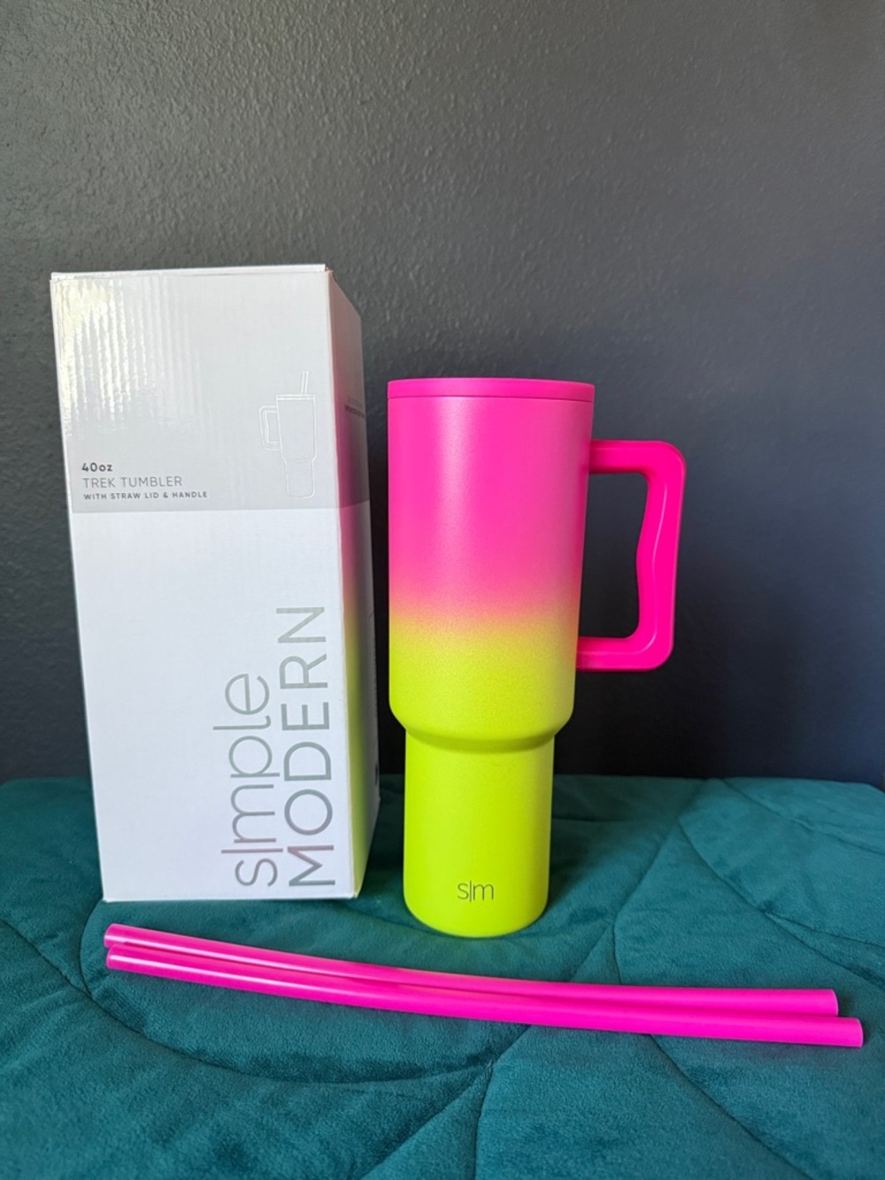 Simple Modern Rodeo Neon Pink to Lime Ombre 40oz Trek Tumbler with Handle